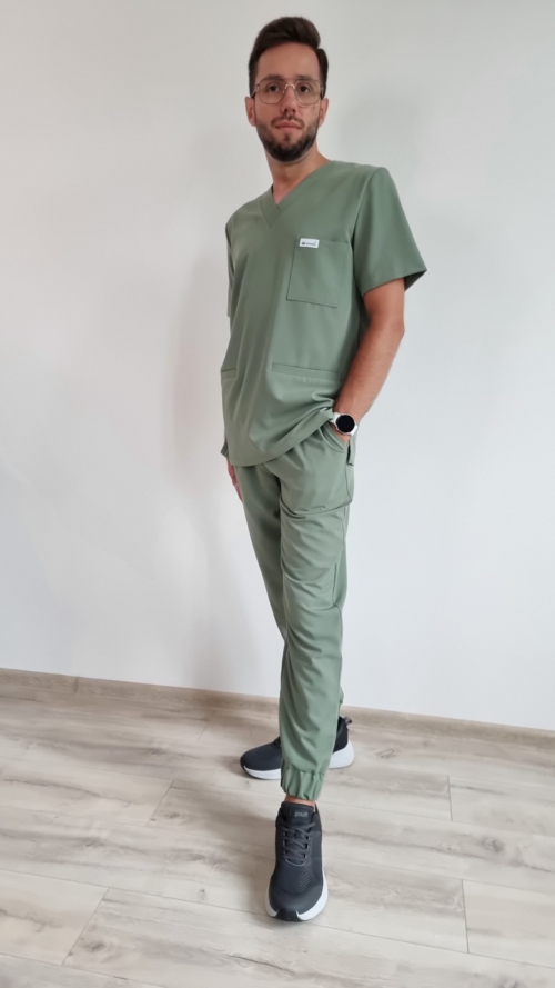 Bluza męska v-neck kolor DARK FOREST WISKOZA EXTRA PREMIUM