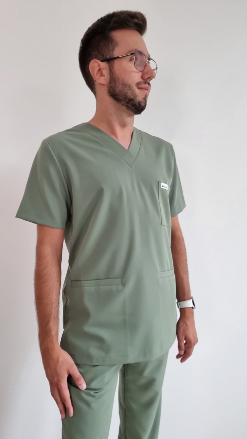 Bluza męska v-neck kolor DARK FOREST WISKOZA EXTRA PREMIUM