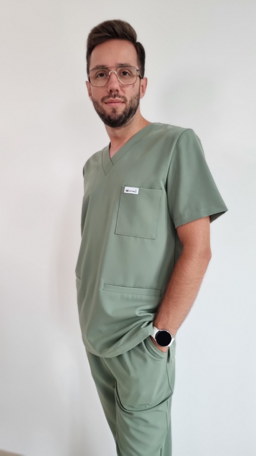 Bluza męska v-neck kolor DARK FOREST WISKOZA EXTRA PREMIUM