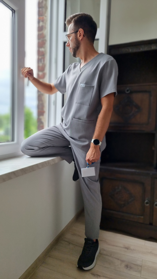 Bluza męska v-neck kolor MELANGE WISKOZA EXTRA PREMIUM
